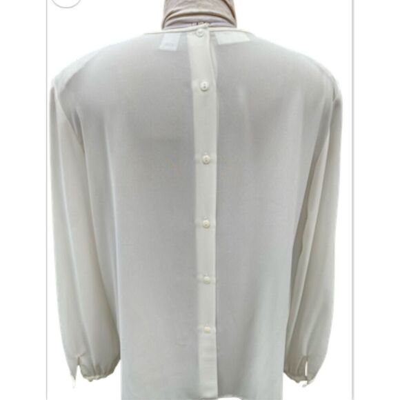 Liz Claiborne Front Pleated Back Button Ling Sleeve Off White Blouse Sz. 16 - Picture 7 of 13